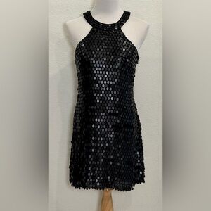 NEW Sue Wong Nocturne 100% Silk Sequin Halter Cocktail Dress 10P 10 Petite Bead